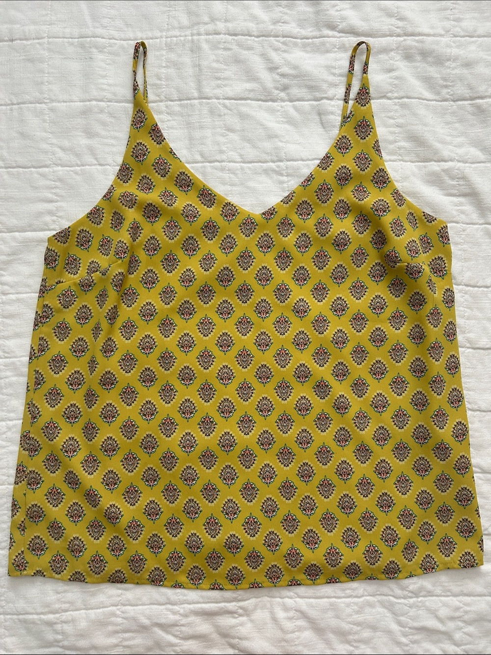 Banana Republic Yellow Printed Spaghetti-Strap Cami